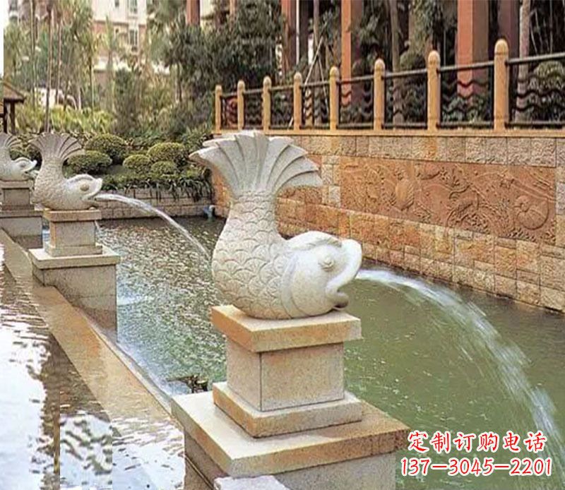 湖北园林鲤鱼喷泉景观石雕