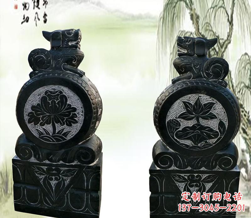 湖北园林貔貅门墩石雕