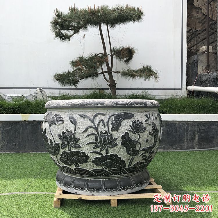 湖北园林石雕水缸