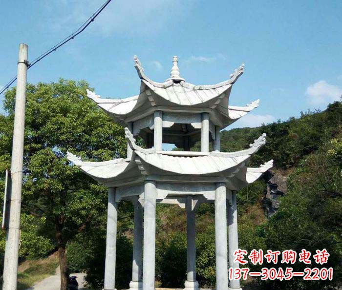 湖北园林双层凉亭石雕