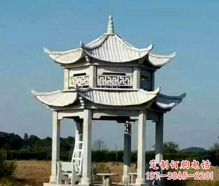 湖北园林双层石雕凉亭 (2)