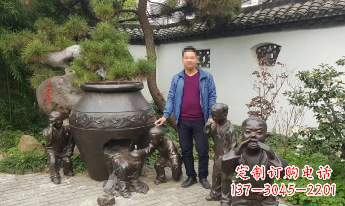 湖北园林司马光砸缸铜雕 (2)