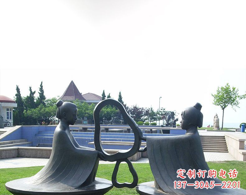 湖北园林铸铜孔融让梨雕塑
