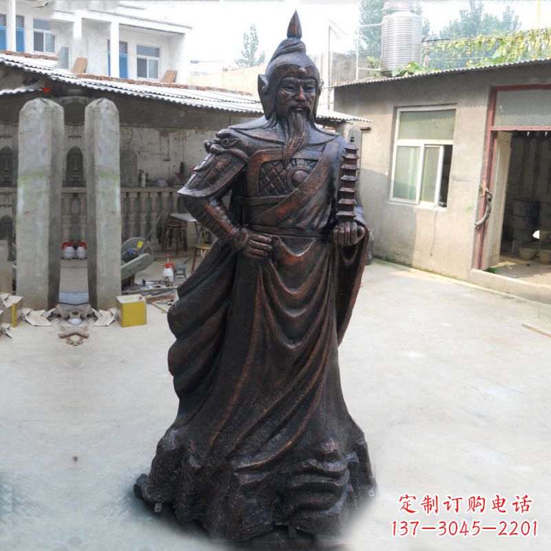 湖北战神托塔天王李靖铸铜雕塑