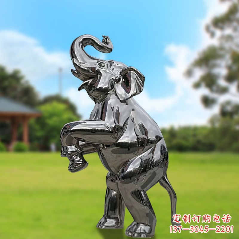 湖北站立的不锈钢小象雕塑