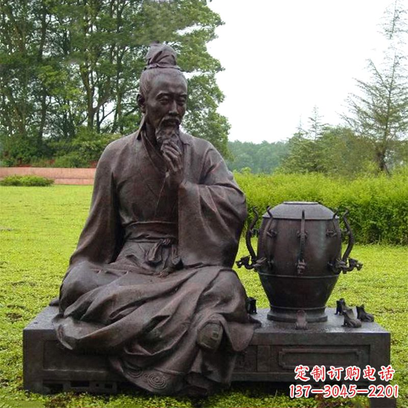 湖北张衡与地动仪铜雕景观-公园园林历史名人情景雕塑