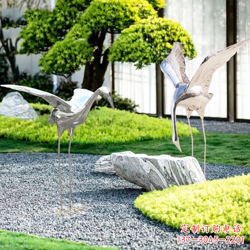 湖北长春不锈钢动物鹤雕塑