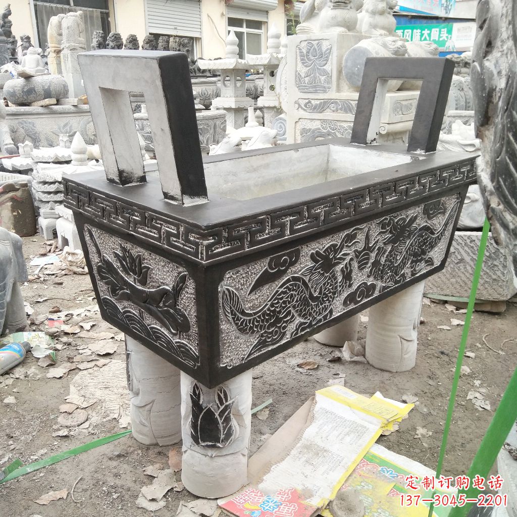 湖北长方形石雕香炉