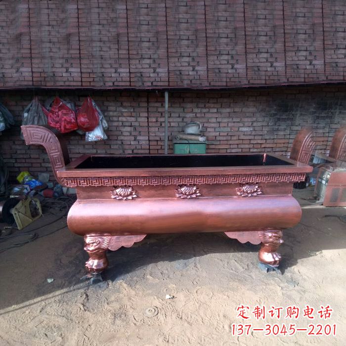 湖北长方形铜香炉