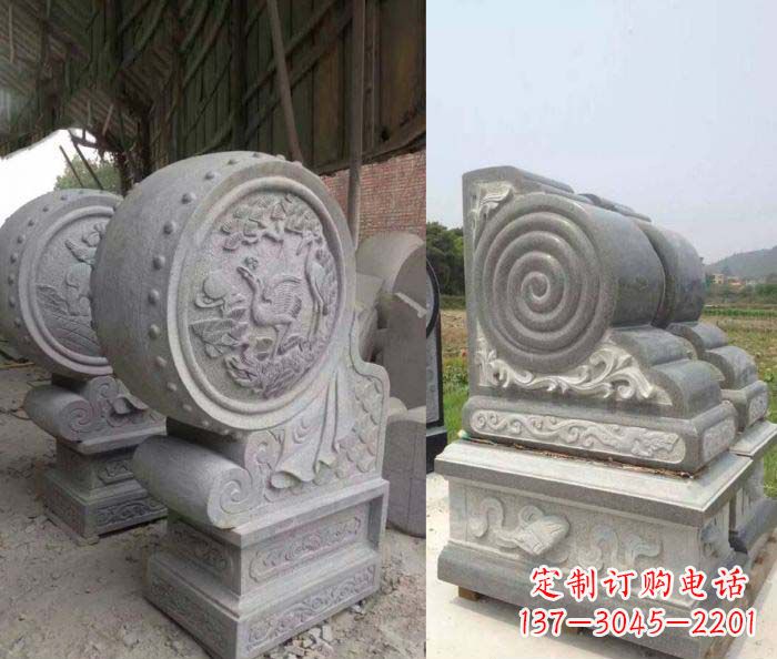 湖北招财抱鼓石大理石门墩