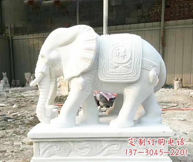 湖北招财动物汉白玉大象石雕 (3)