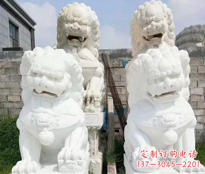湖北招财动物汉白玉狮子石雕