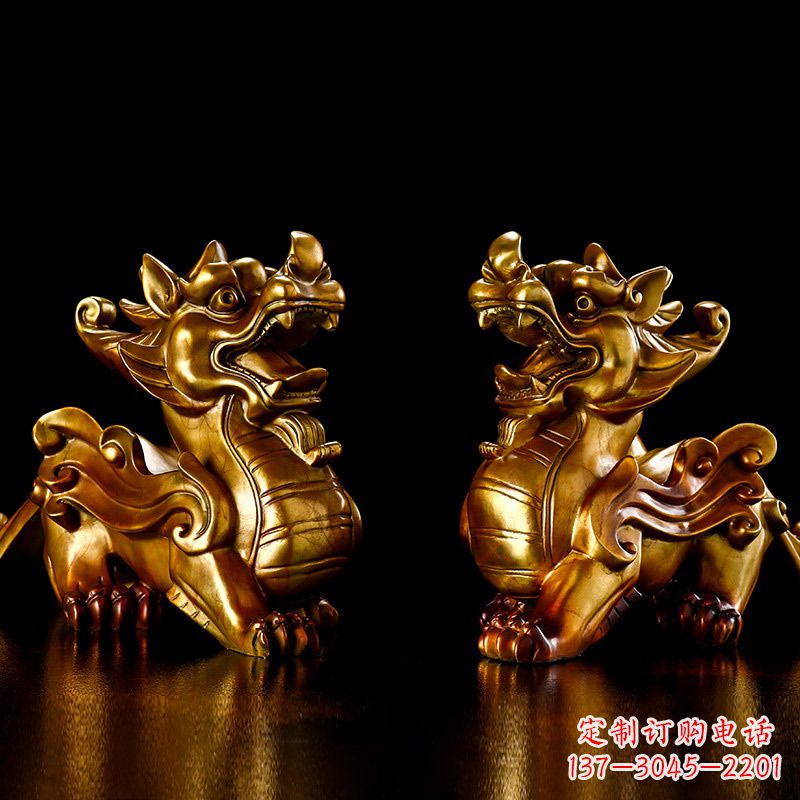 湖北招财黄铜貔貅雕塑摆件