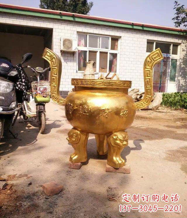 湖北招财进宝香炉寺庙铜雕