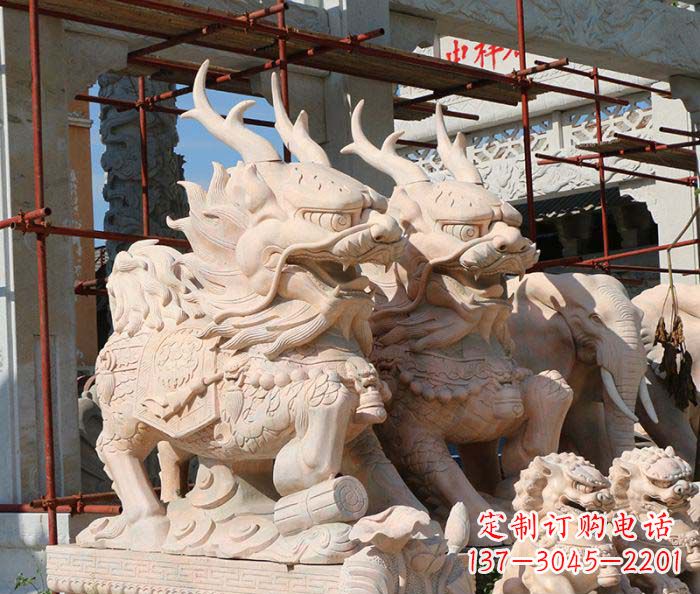湖北招财瑞兽麒麟石雕