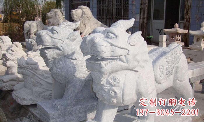 湖北招财神兽大理石貔貅石雕