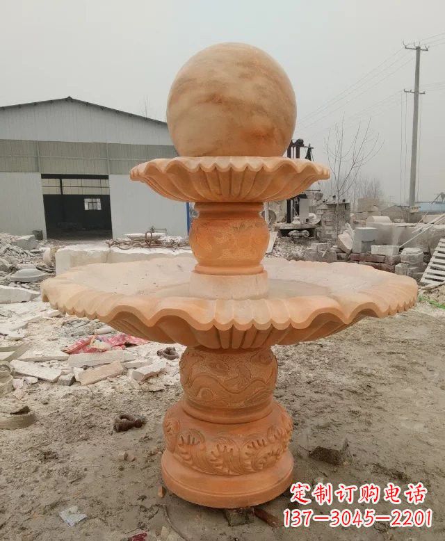 湖北招财双层风水球石雕