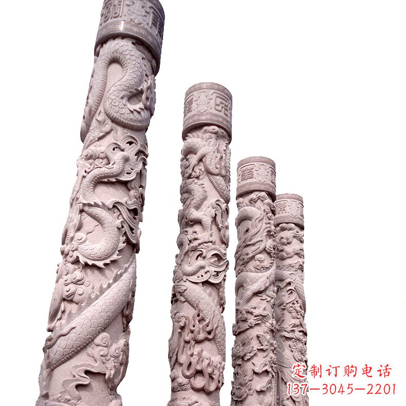 湖北中国传统龙柱石雕