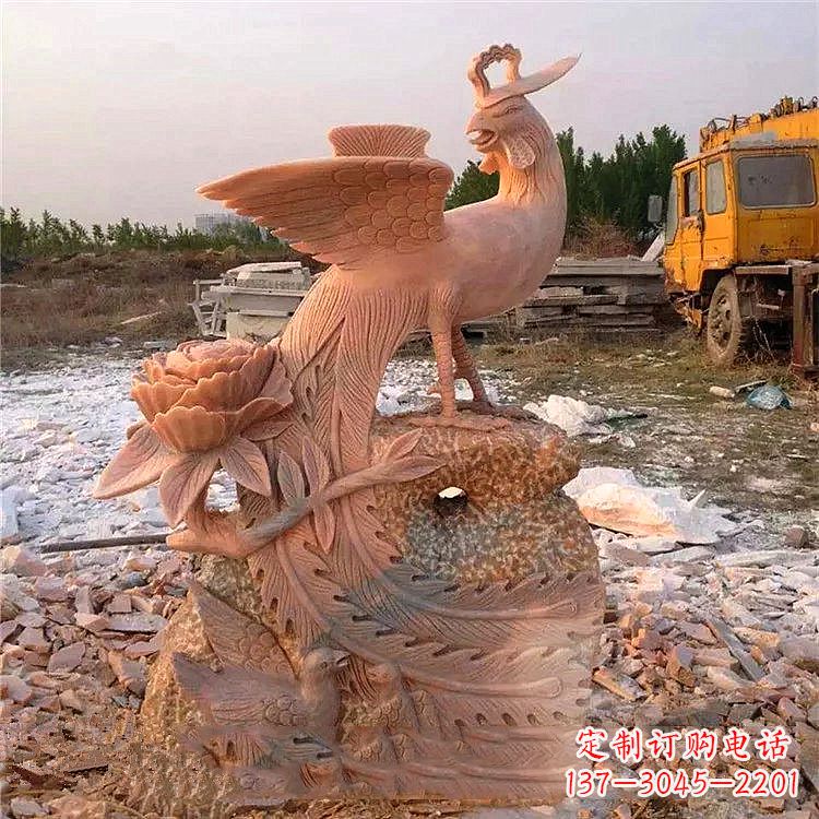 湖北中国古代传说中的瑞鸟凤凰牡丹石雕