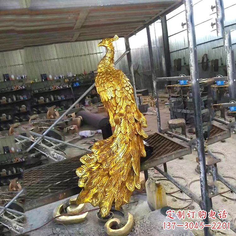 湖北中国古代传说中的瑞鸟凤凰鎏金铜雕