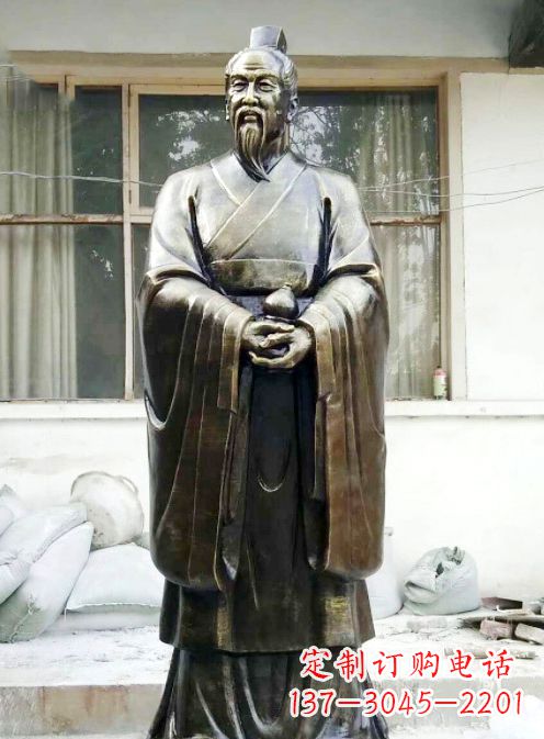 湖北中国古代名医扁鹊铸铜雕像半身像