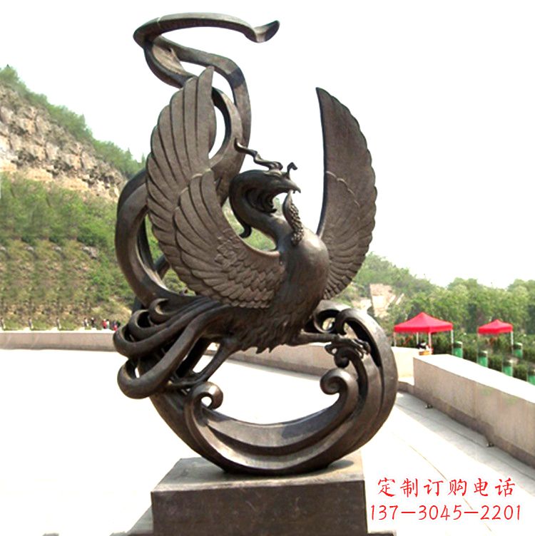 湖北中国古代神话中的创世神朱雀景观铜雕