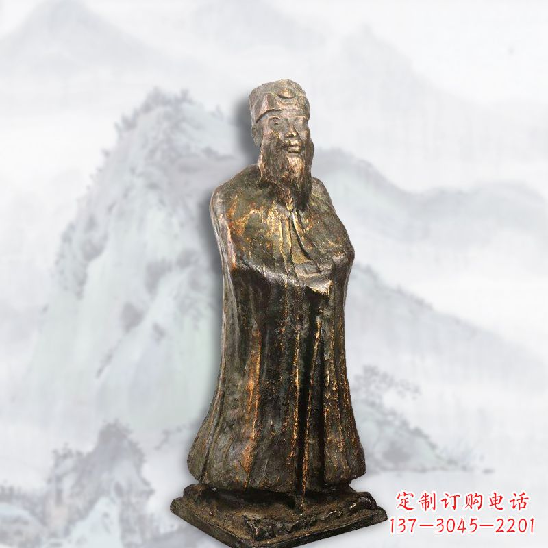 湖北中国近代著名画家张大千铸铜雕塑