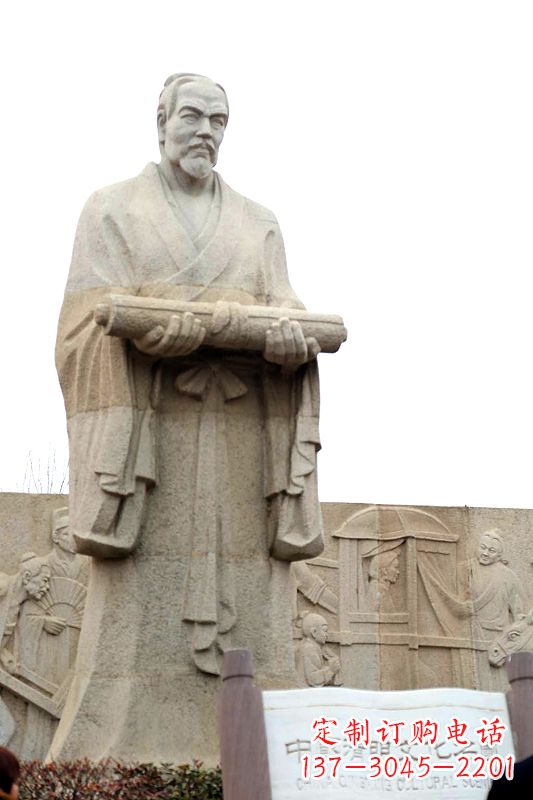 湖北中国历史名人北宋绘画大师清明上河图画家张择端汉白玉石雕像