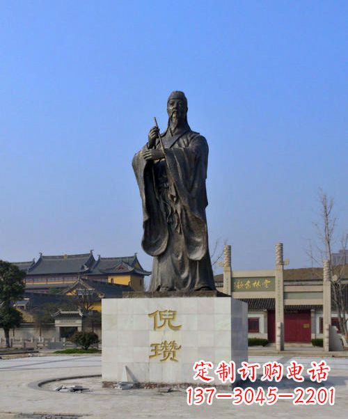 湖北中国历史名人元末明初画家诗人倪瓒铜雕塑像