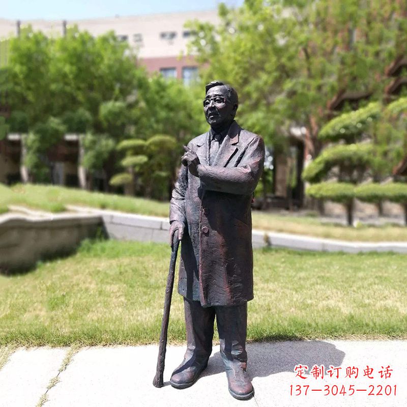 湖北中国名人著名数学家华罗庚铜雕像