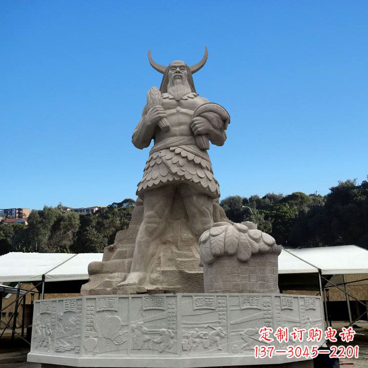 湖北中国上古人物人文初祖汉白玉神农雕像