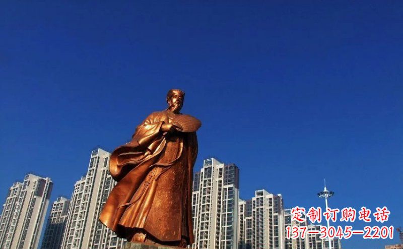湖北诸葛亮古代名人铜雕 (2)