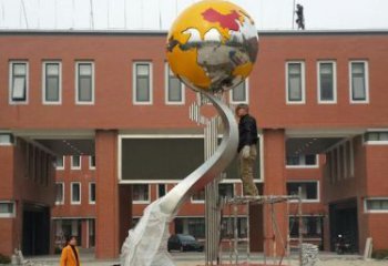 湖北学校不锈钢地球雕塑