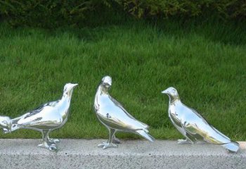 湖北银白色不锈钢电镀鸽子雕塑摆件