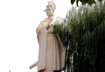 湖北虞姬砂岩石雕-景区园林古代人物著名美女雕像