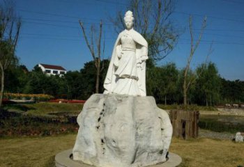 湖北虞姬石雕塑-公园历史名人楚汉时期美女雕像