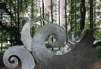 湖北园林不锈钢海浪抽象雕塑