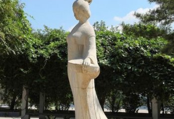 湖北园林历史人物著名美女秦罗敷砂岩石雕塑像