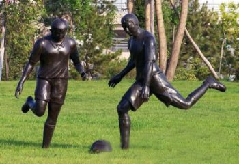 湖北园林踢足球人物铜雕