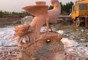 湖北中国古代传说中的瑞鸟凤凰牡丹石雕