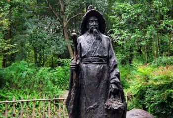 湖北中国古代著名文学家东晋田园诗人陶渊明铜雕塑像