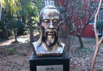湖北中国历史名人战国时期著名爱国诗人屈原铸铜头像雕塑