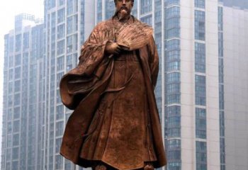 湖北诸葛亮城市景观铜雕像-中国古代著名人物三国谋士卧龙先生雕塑
