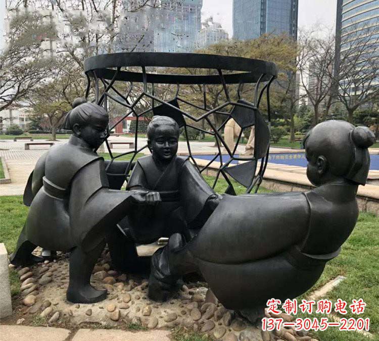 湖北铸铜公园司马光砸缸儿童雕塑