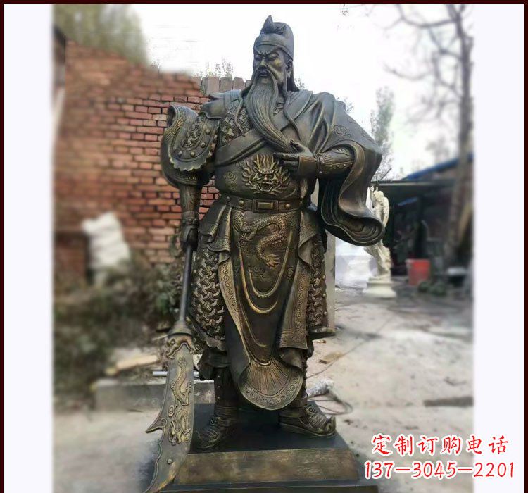 湖北铸铜立式关公雕塑