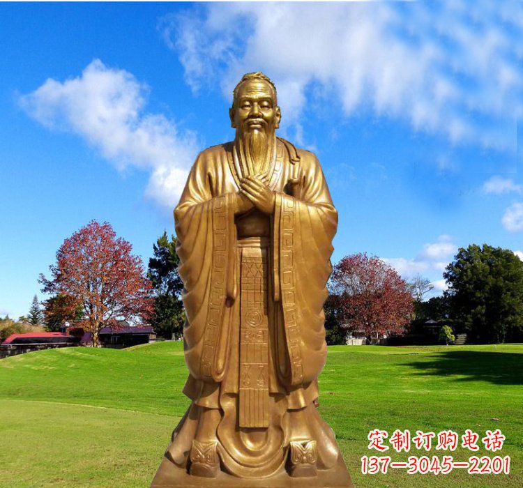 湖北铸铜立式孔子雕塑