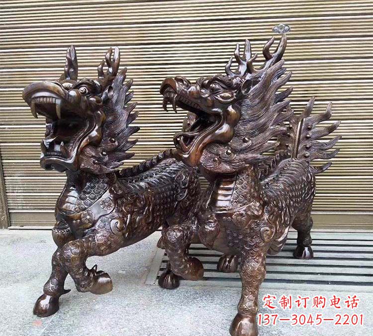 湖北铸铜立式麒麟