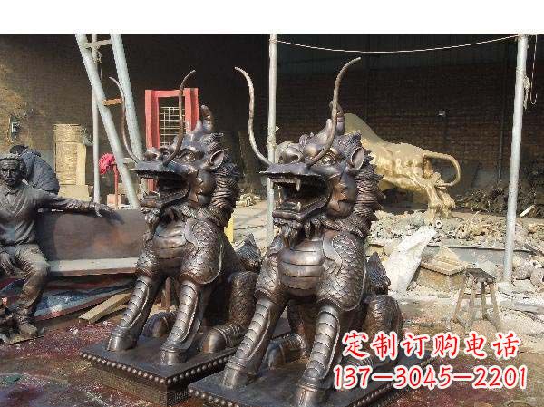 湖北铸铜麒麟雕塑2221