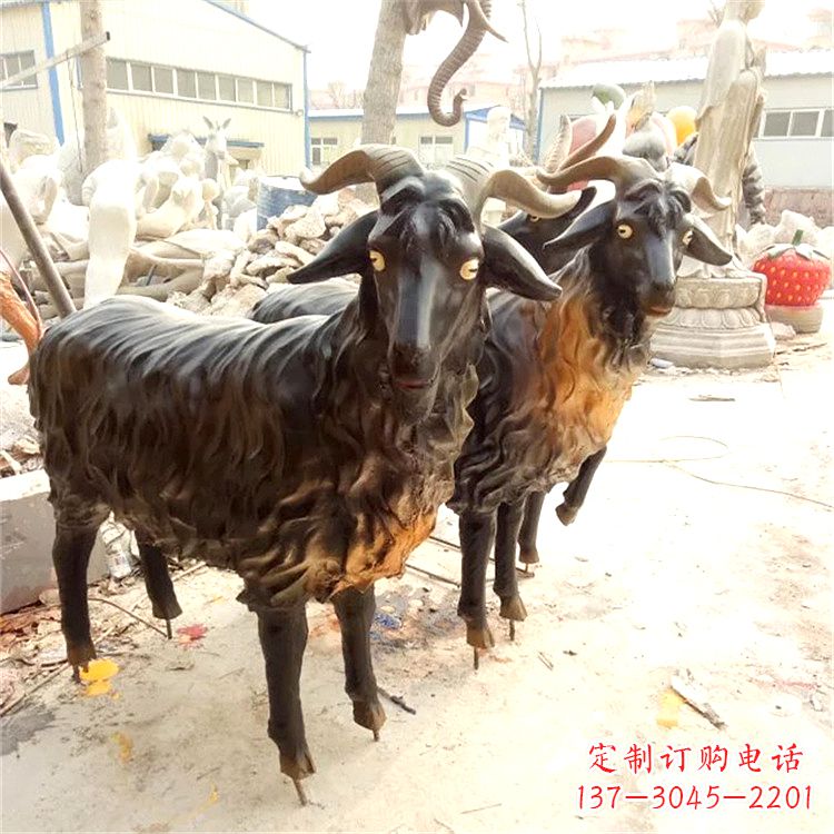 湖北铸铜山羊雕塑