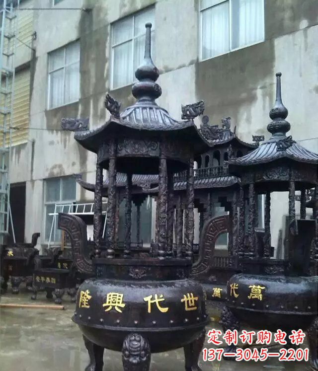 湖北铸铜寺庙香炉铜雕 (3)